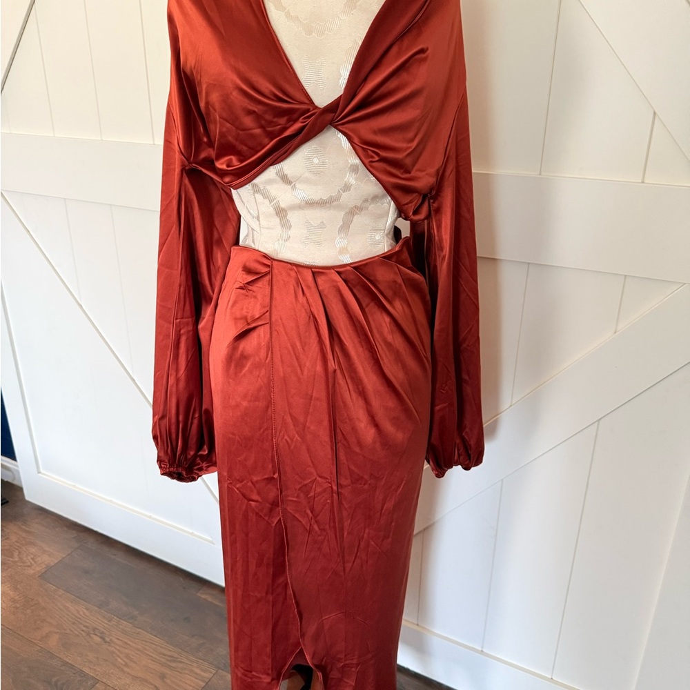 SHEIN Rust Satin Two-Piece Set